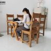 Bàn ăn gỗ sồi tự nhiên chân X BA-08SM