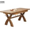 Bàn ăn gỗ sồi tự nhiên chân X kéo giãn BA-09SM