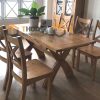 Bàn ăn gỗ sồi tự nhiên chân X kéo giãn BA-09SM