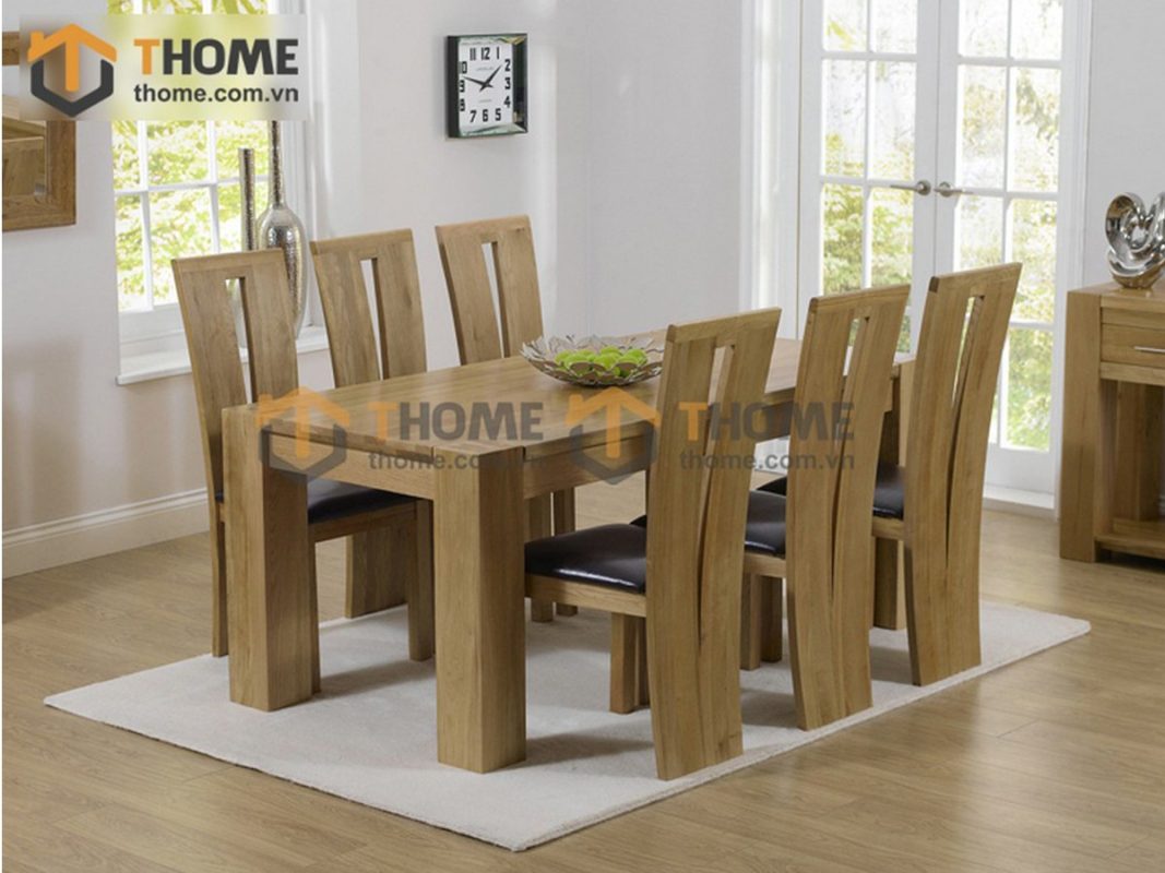 Bàn ăn gỗ sồi tự nhiên Chunky BA-13SM