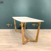 Bàn ăn gỗ sồi tự nhiên Concord mặt đá màu tự nhiên BAMĐ-05SN
