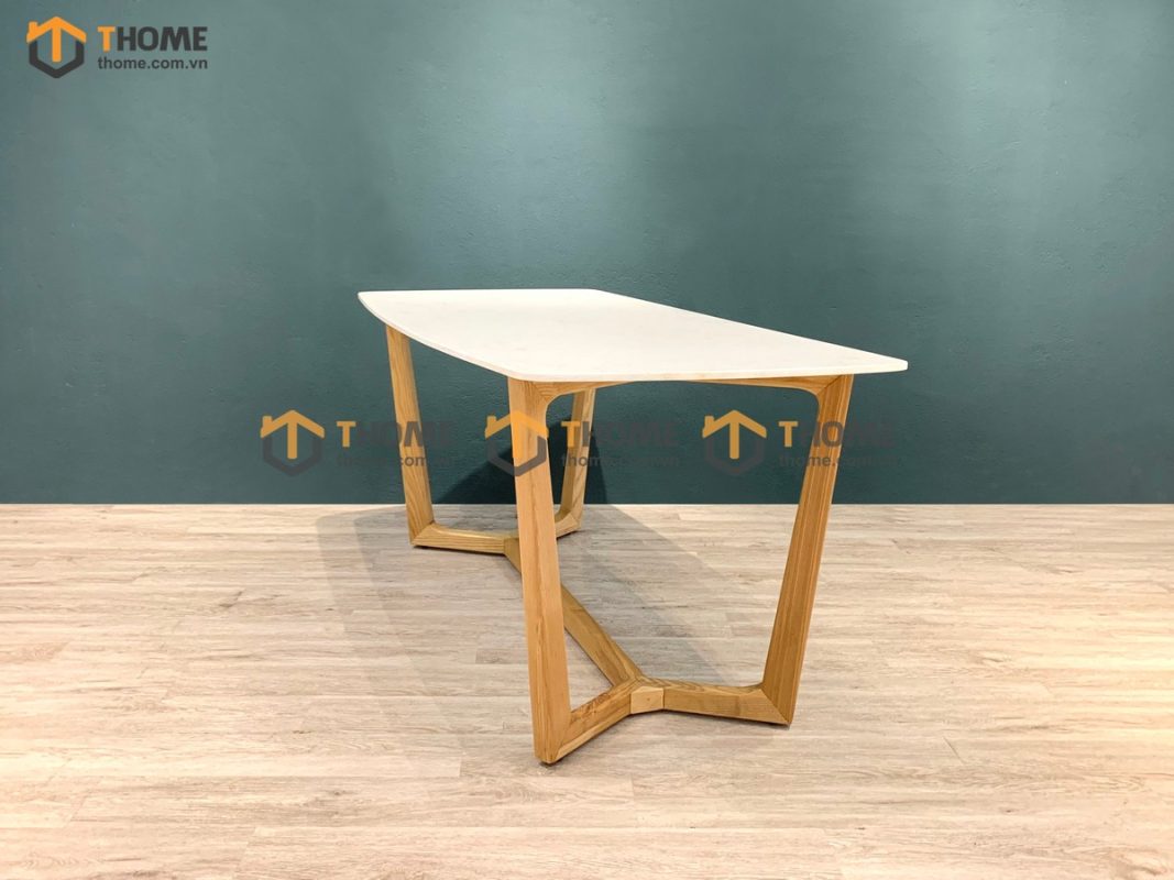 Bàn ăn gỗ sồi tự nhiên Concord mặt đá màu tự nhiên BAMĐ-05SN