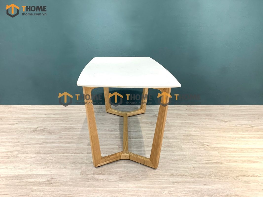 Bàn ăn gỗ sồi tự nhiên Concord mặt đá màu tự nhiên BAMĐ-05SN