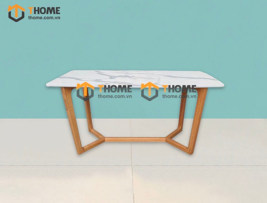Bàn ăn gỗ sồi tự nhiên Concord mặt đá màu tự nhiên BAMĐ-05SN