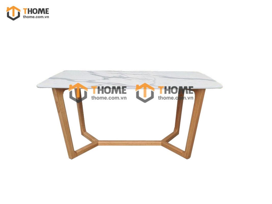 Bàn ăn gỗ sồi tự nhiên Concord mặt đá màu tự nhiên BAMĐ-05SN