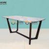 Bàn ăn gỗ sồi tự nhiên Concord mặt đá màu óc chó BAMĐ-06SN