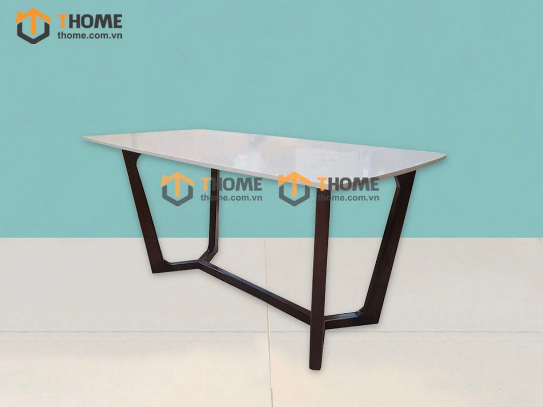 Bàn ăn gỗ sồi tự nhiên Concord mặt đá màu óc chó BAMĐ-06SN