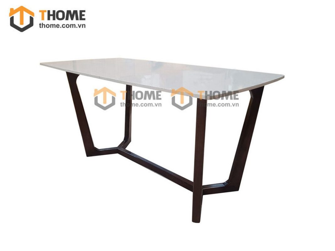 Bàn ăn gỗ sồi tự nhiên Concord mặt đá màu óc chó BAMĐ-06SN