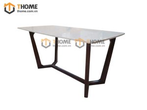 Bàn ăn gỗ sồi tự nhiên Concord mặt đá màu óc chó BAMĐ-06SN