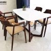 Bàn ăn gỗ sồi tự nhiên Concord mặt đá màu óc chó BAMĐ-06SN