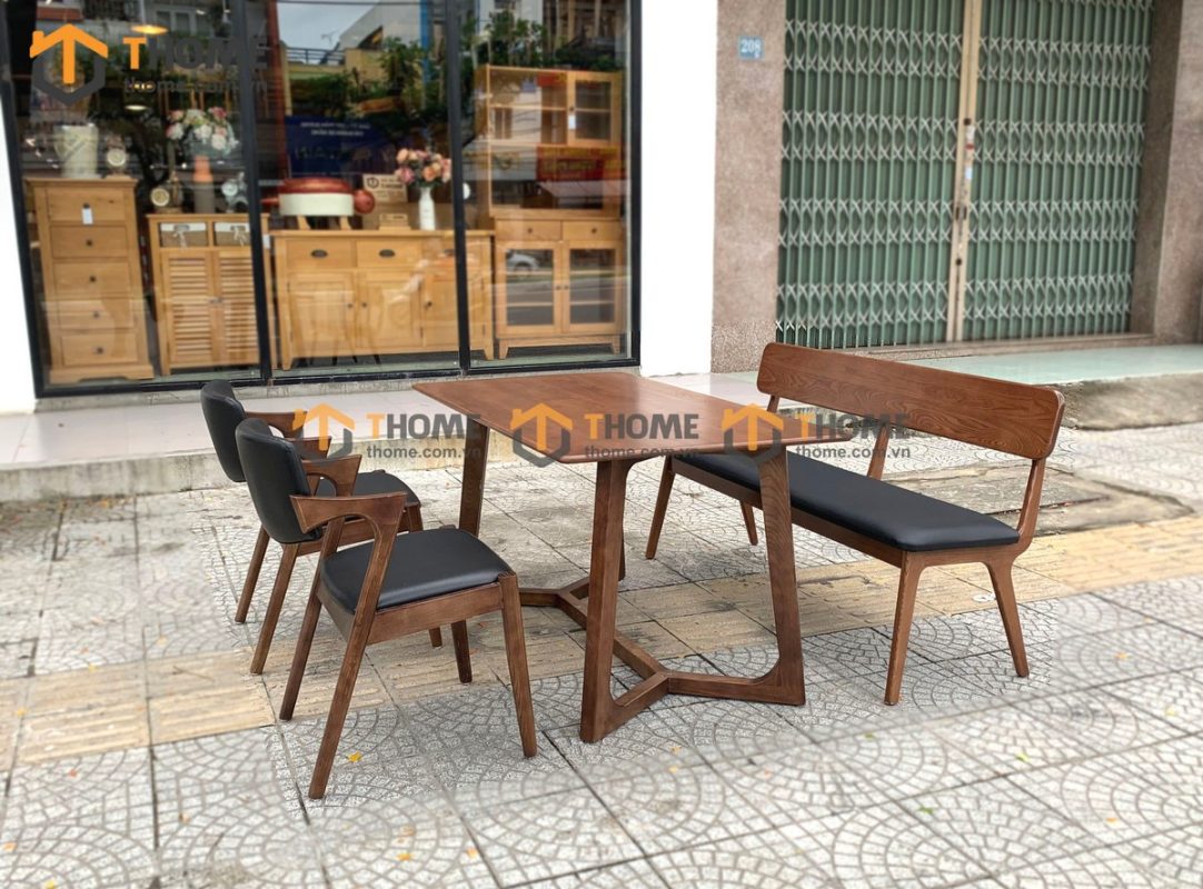 Bàn ăn gỗ sồi tự nhiên Concord màu óc chó BAMG-06SN