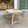 Bàn ăn gỗ sồi tự nhiên Grace mặt đá màu tự nhiên BAMĐ-03SN