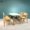 Bàn ăn gỗ sồi tự nhiên Grace mặt đá màu tự nhiên BAMĐ-03SN