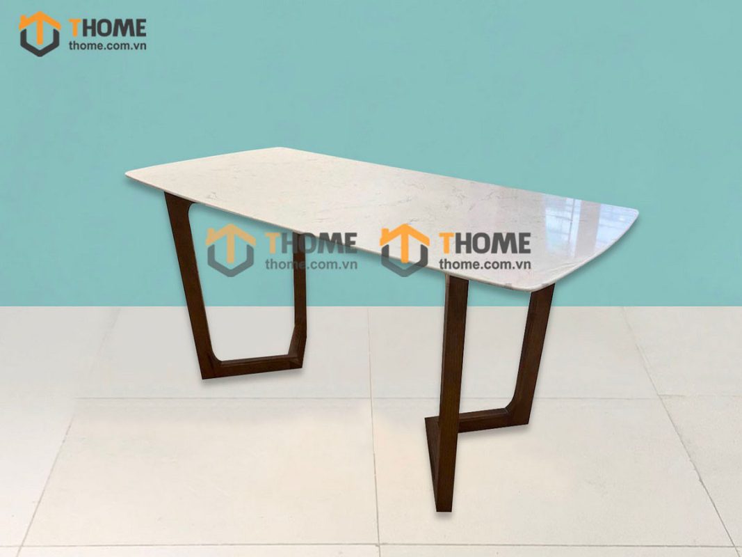Bàn ăn gỗ sồi tự nhiên Grace mặt đá màu óc chó BAMĐ-04SN