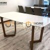 Bàn ăn gỗ sồi tự nhiên Grace mặt đá màu óc chó BAMĐ-04SN