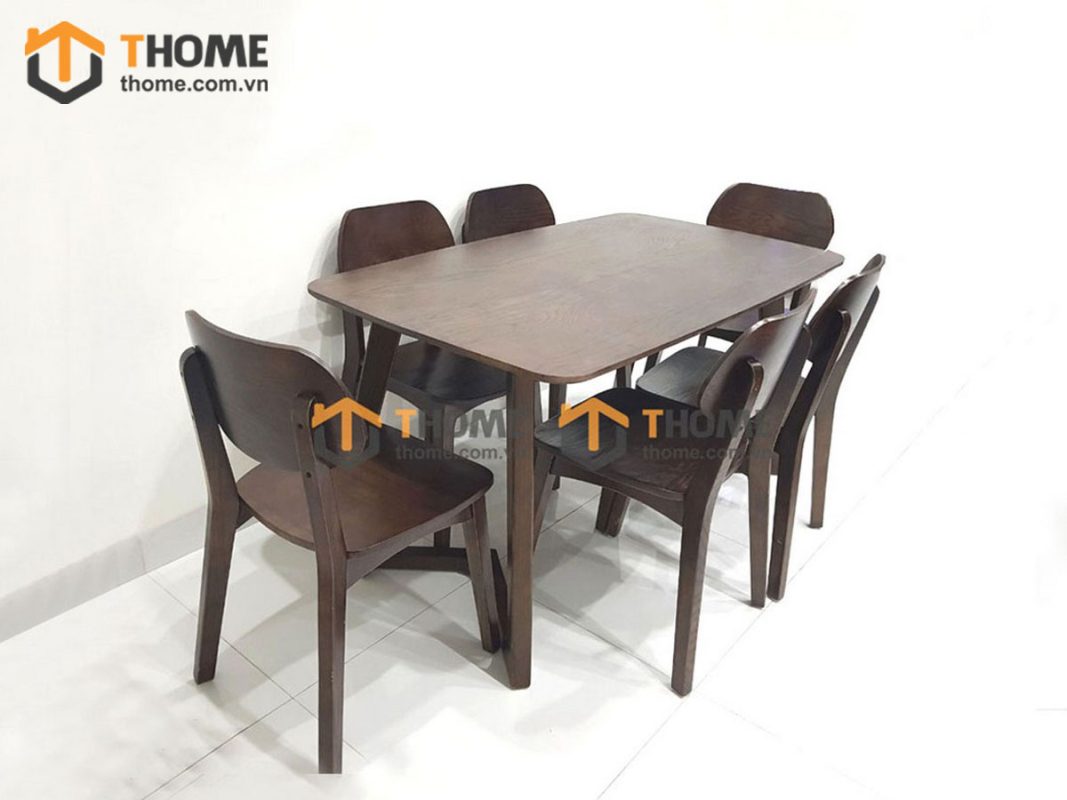 Bàn ăn gỗ sồi tự nhiên Grace màu óc chó BAMG-04SN