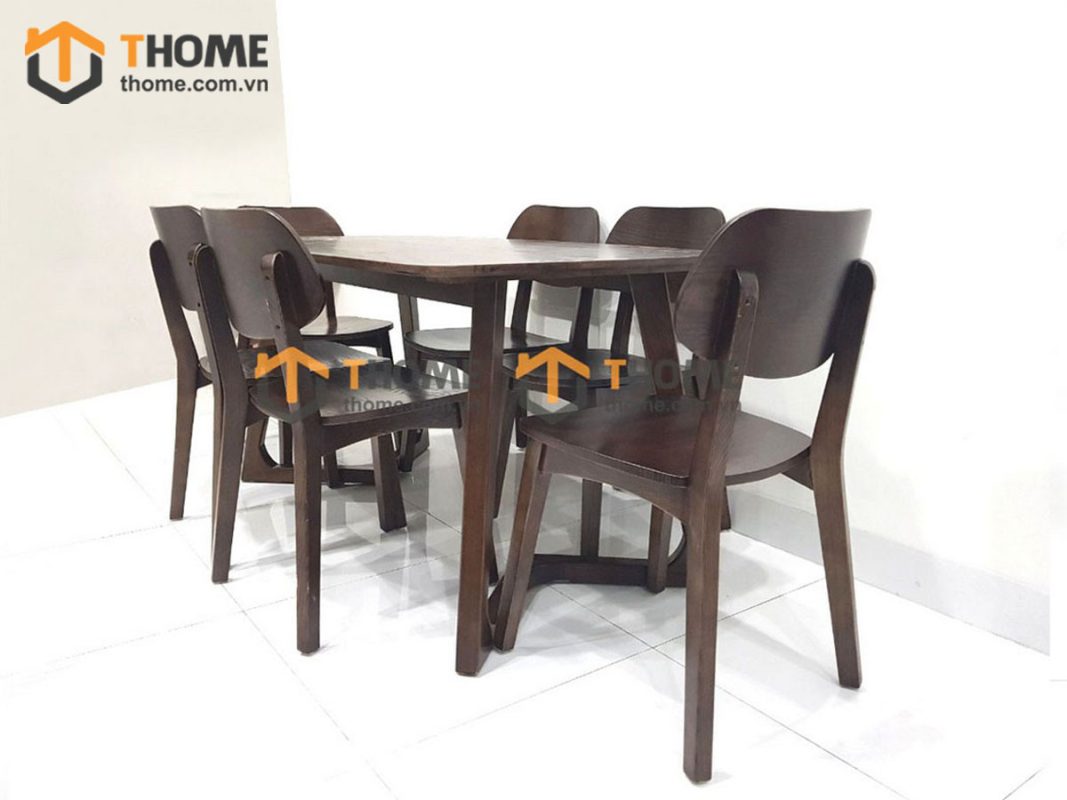 Bàn ăn gỗ sồi tự nhiên Grace màu óc chó BAMG-04SN