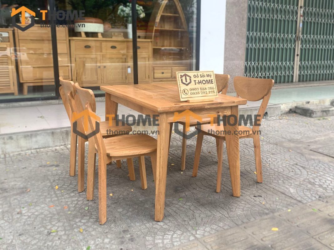 Bàn ăn gỗ sồi tự nhiên Harmony 4 ghế BA-04SM