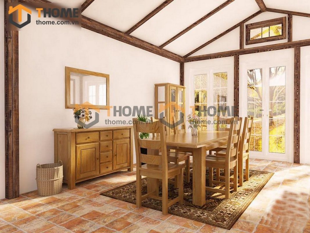Bàn ăn gỗ sồi tự nhiên Harris 6 ghế BA-03SM