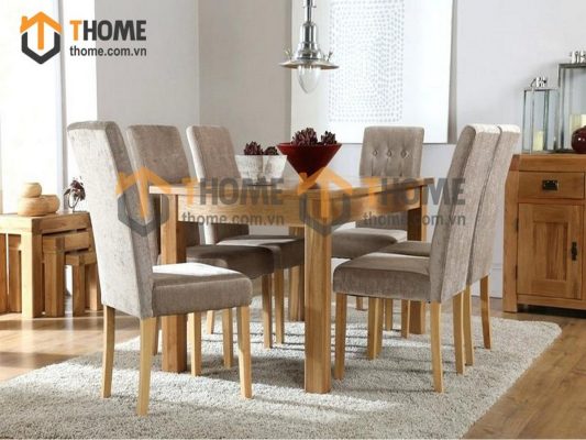 Bàn ăn gỗ sồi tự nhiên Harris 6 ghế BA-03SM