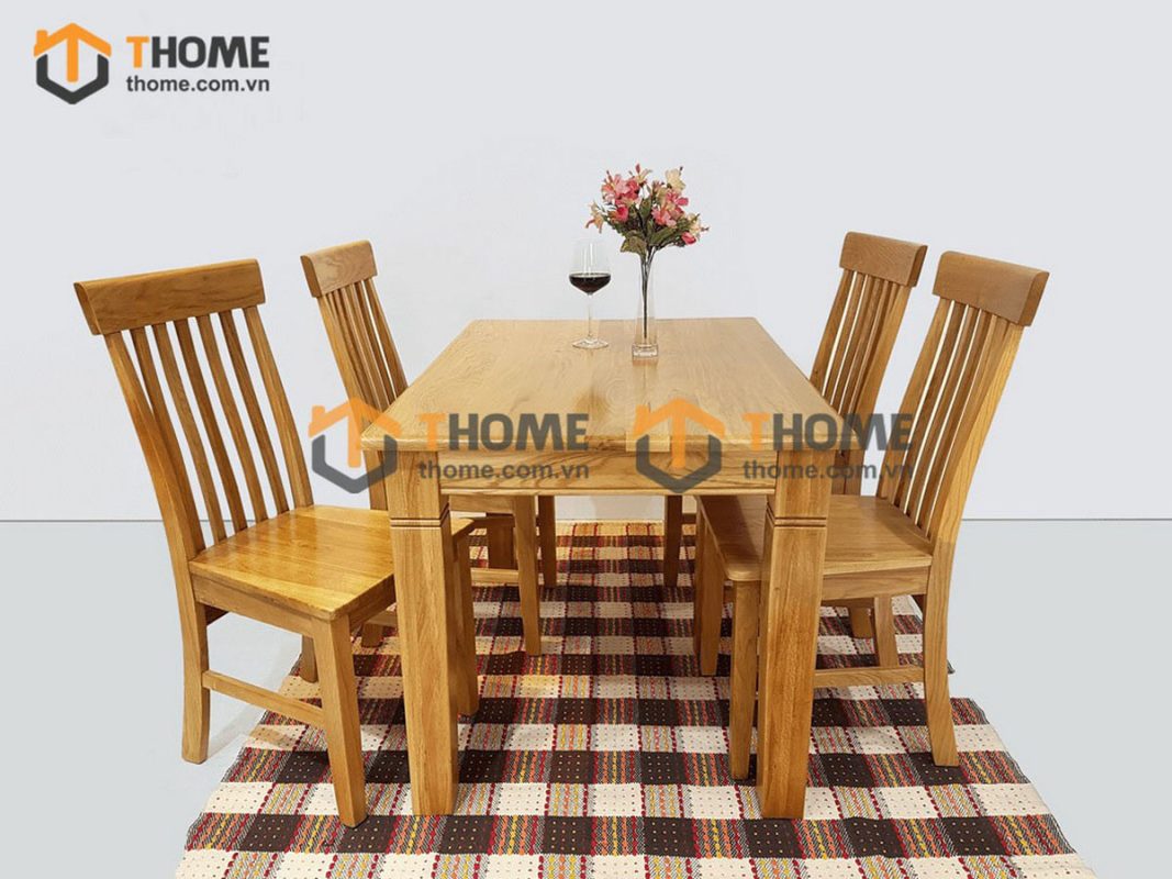 Bàn ăn gỗ sồi tự nhiên Harris chân khứa BA-01SM