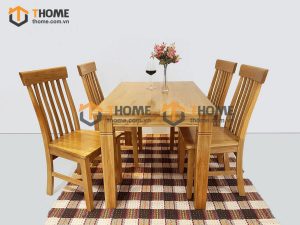 Bàn ăn gỗ sồi tự nhiên Harris chân khứa BA-01SM