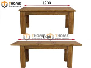 Bàn ăn gỗ sồi tự nhiên Harris kéo giãn BA-06SM