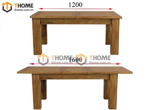 Bàn ăn gỗ sồi tự nhiên Harris kéo giãn BA-06SM