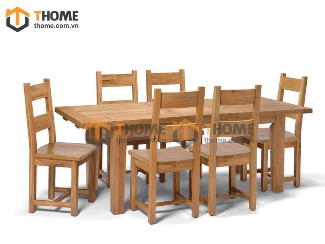 Bàn ăn gỗ sồi tự nhiên Harris kéo giãn BA-06SM