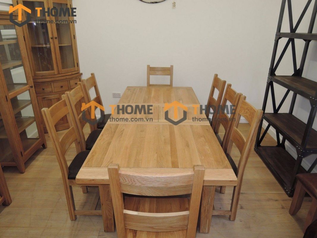 Bàn ăn gỗ sồi tự nhiên Harris kéo giãn BA-06SM