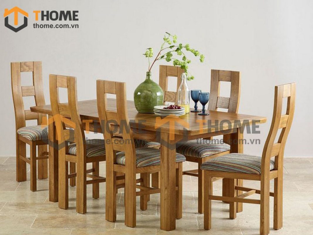 Bàn ăn gỗ sồi tự nhiên Harris kéo giãn BA-06SM