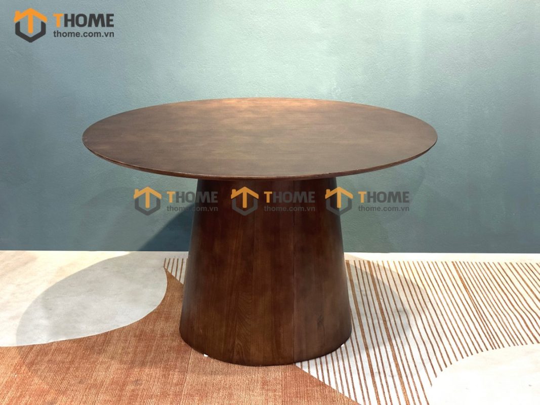 Bàn ăn gỗ sồi tự nhiên hình nấm màu óc chó BAMG-19SN
