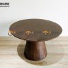 Bàn ăn gỗ sồi tự nhiên hình nấm màu óc chó BAMG-19SN