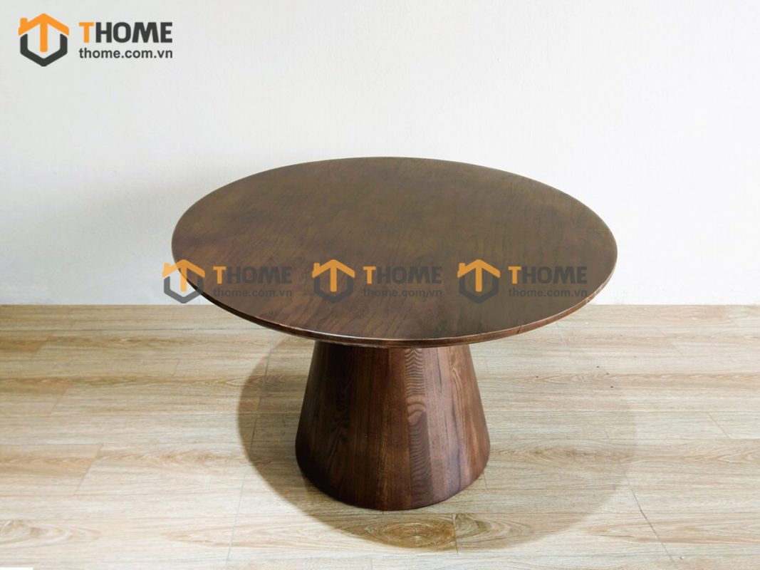 Bàn ăn gỗ sồi tự nhiên hình nấm màu óc chó BAMG-19SN