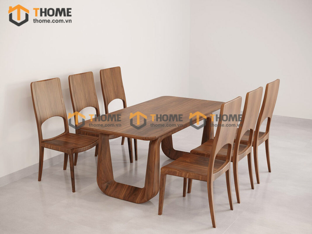 Bàn ăn gỗ sồi tự nhiên Luxury màu óc chó BAMG-11SN