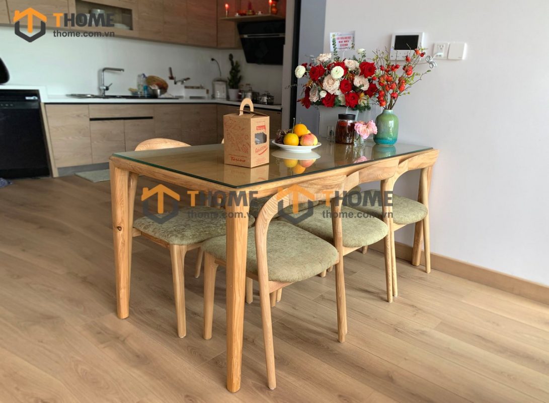 Bàn ăn gỗ sồi tự nhiên Neva màu tự nhiên BAMG-07SN