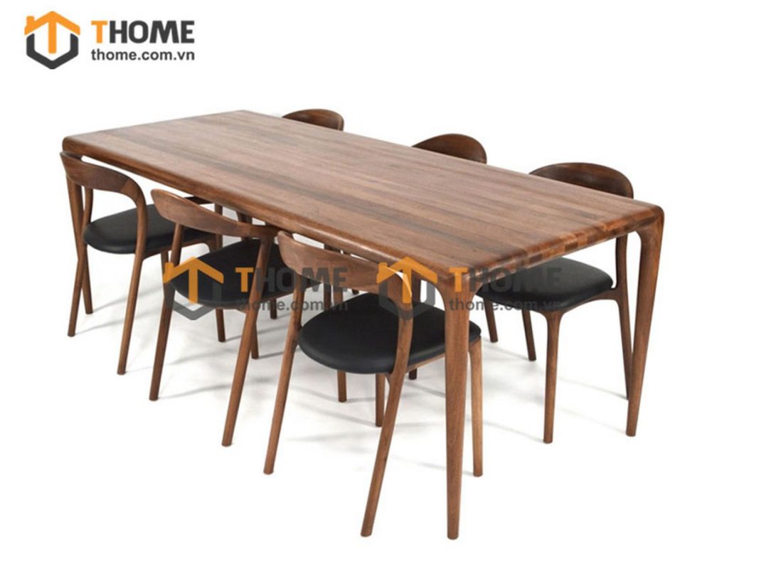 Bàn ăn gỗ sồi tự nhiên Neva màu óc chó BAMG-08SN