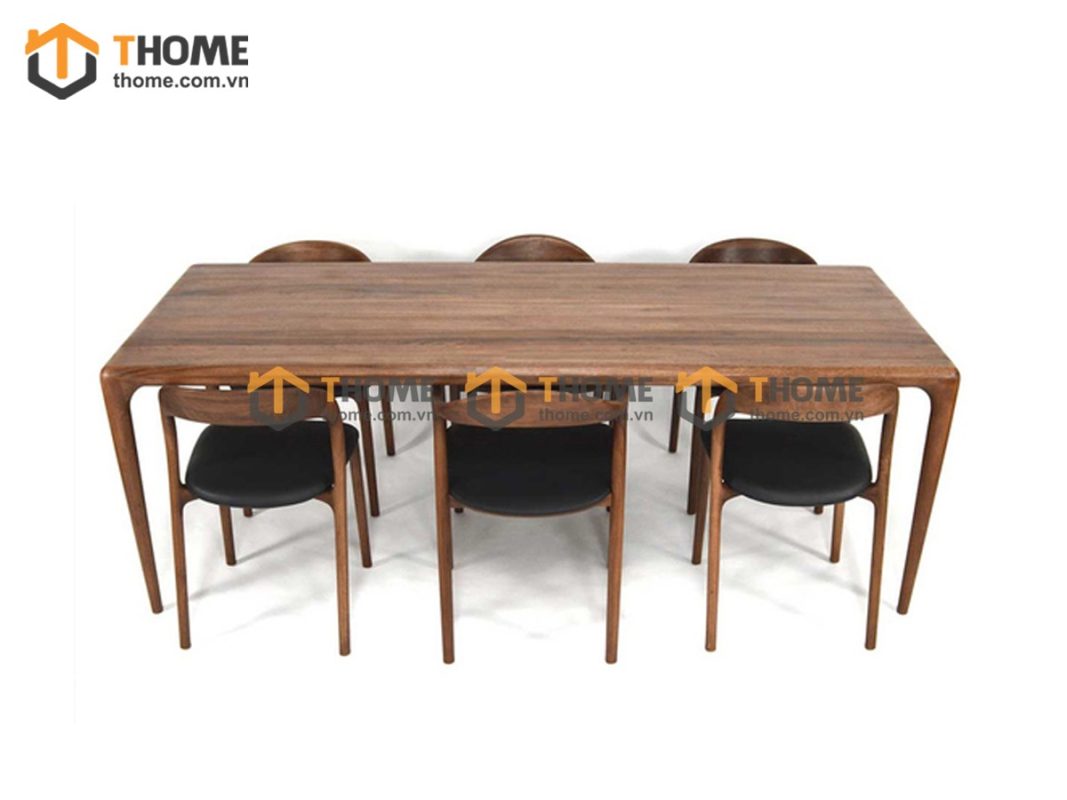 Bàn ăn gỗ sồi tự nhiên Neva màu óc chó BAMG-08SN