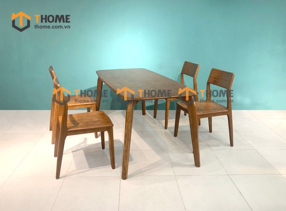 Bàn ăn gỗ sồi tự nhiên Nikko màu óc chó BAMG-15SN