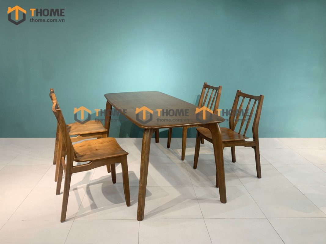 Bàn ăn gỗ sồi tự nhiên Nikko màu óc chó BAMG-15SN