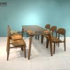 Bàn ăn gỗ sồi tự nhiên Nikko màu óc chó BAMG-15SN
