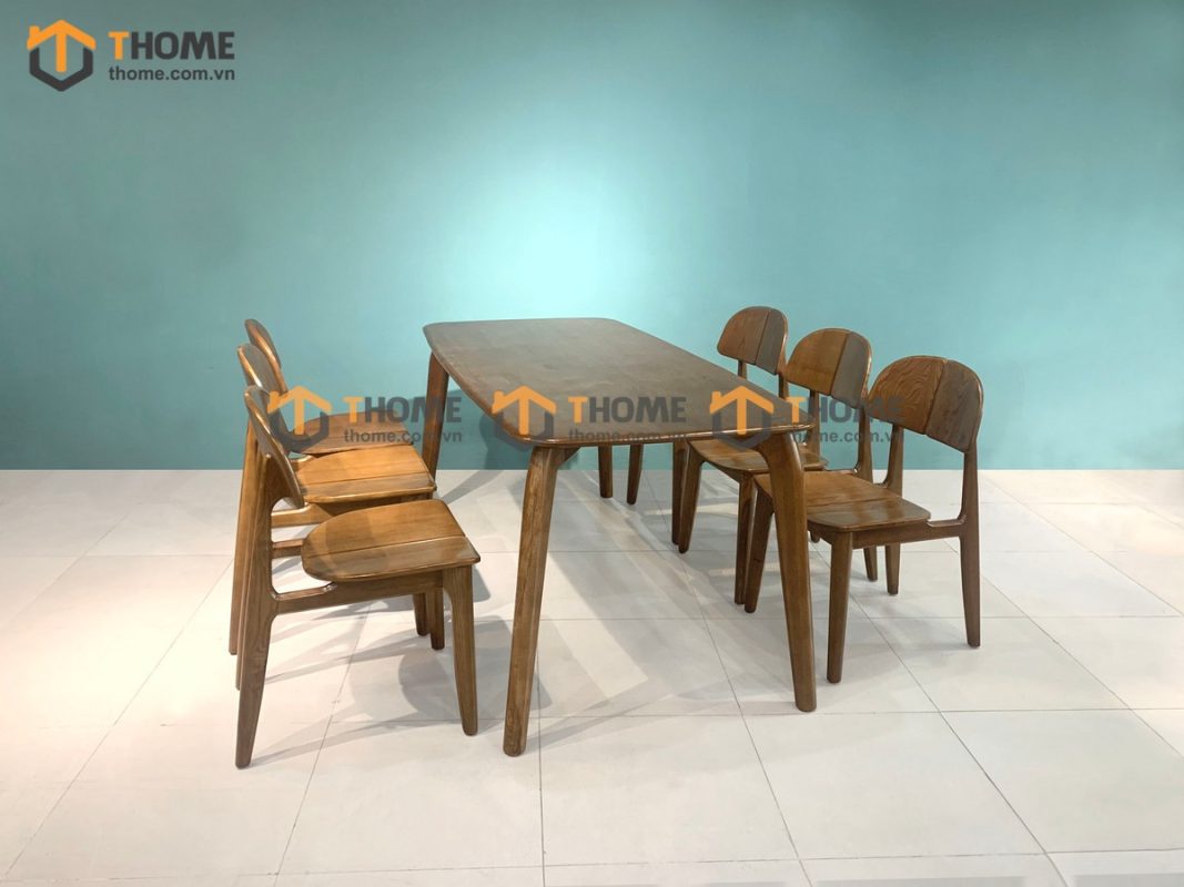 Bàn ăn gỗ sồi tự nhiên Nikko màu óc chó BAMG-15SN
