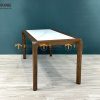 Bàn ăn gỗ sồi tự nhiên Nova chân hươu lọt đá màu óc chó BAMĐ-08SN