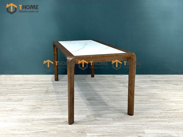 Bàn ăn gỗ sồi tự nhiên Nova chân hươu lọt đá màu óc chó BAMĐ-08SN
