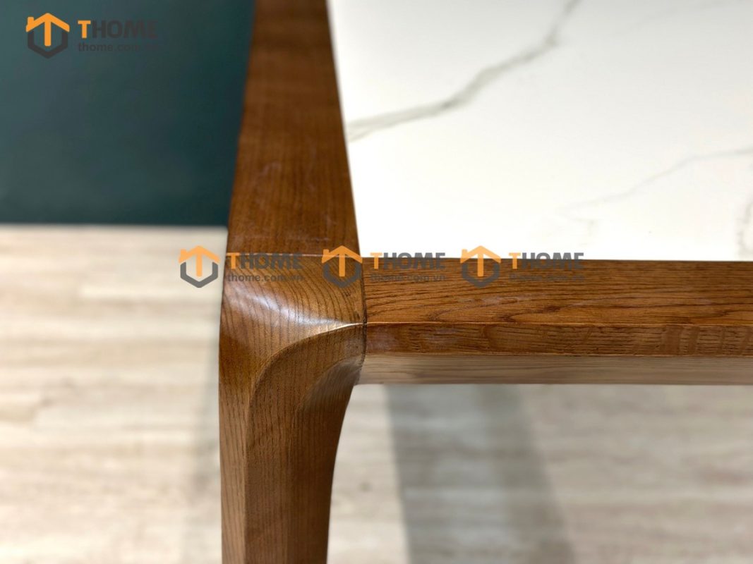 Bàn ăn gỗ sồi tự nhiên Nova chân hươu lọt đá màu óc chó BAMĐ-08SN