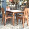 Bàn ăn gỗ sồi tự nhiên Nova chân hươu lọt đá màu óc chó BAMĐ-09SN