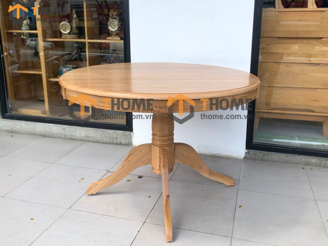 Bàn ăn gỗ sồi tự nhiên hình tròn BA-11SM