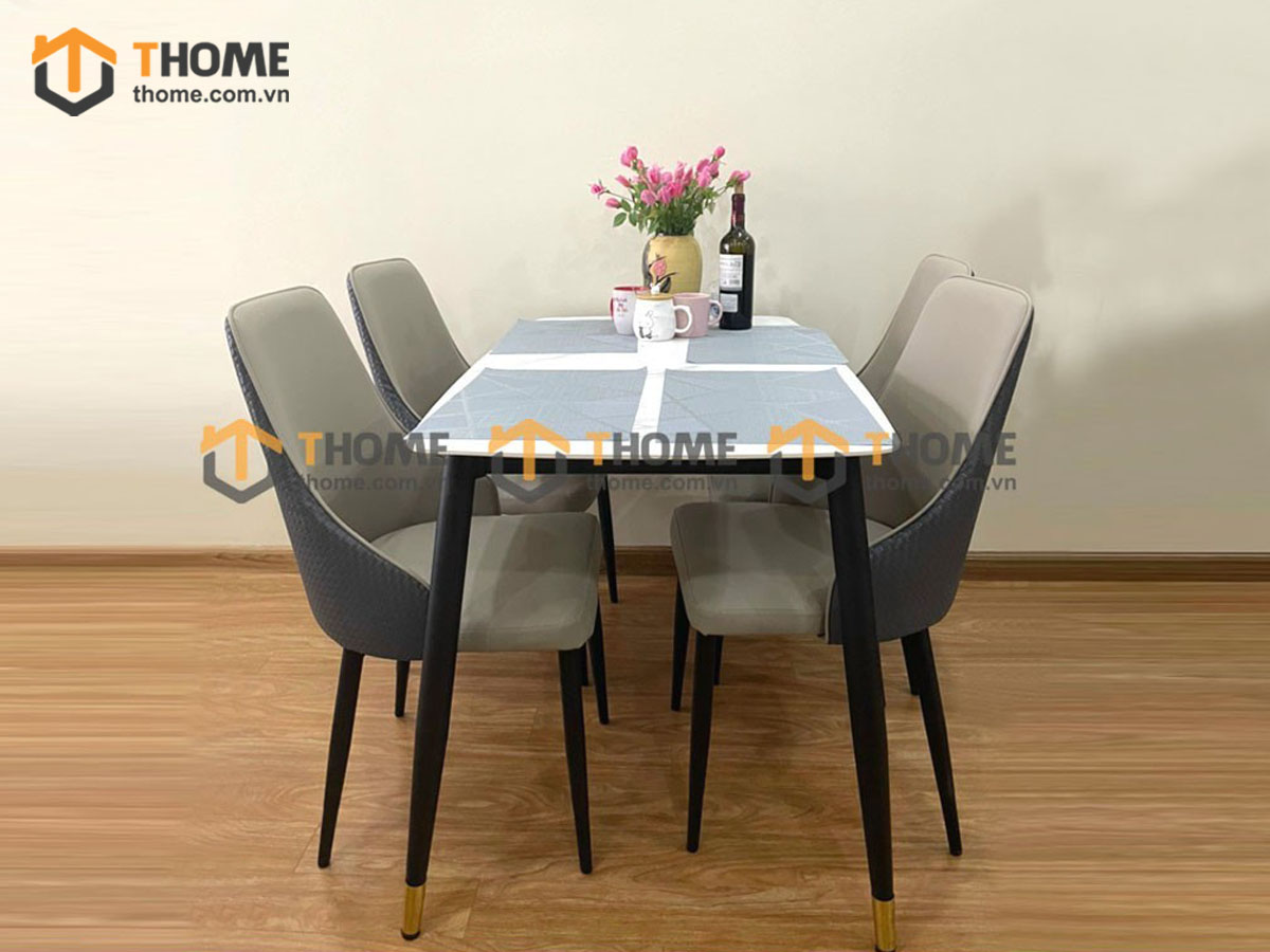 Bàn ăn nhập khẩu mặt đá chân côn BA-01NK