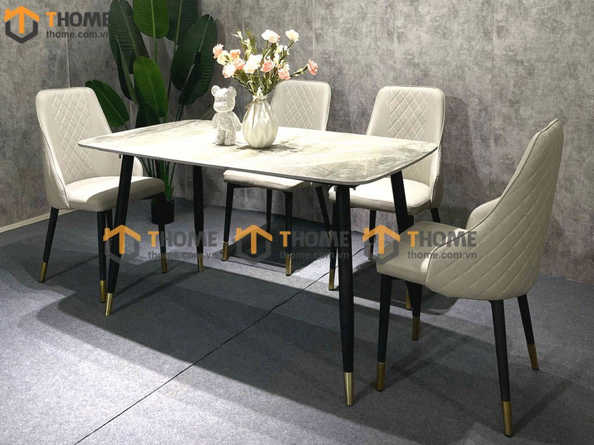 Bàn ăn nhập khẩu mặt đá chân côn BA-01NK