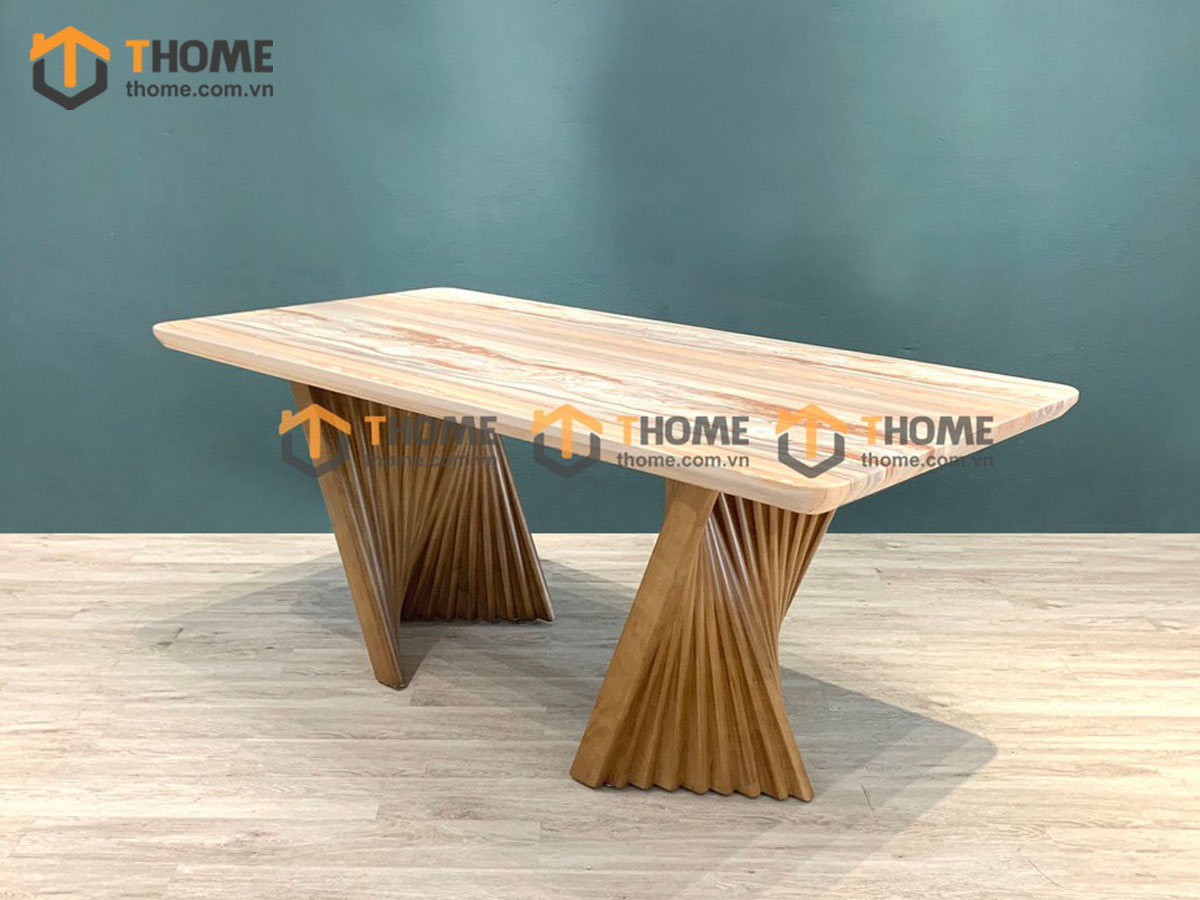 Bàn ăn nhập khẩu mặt đá chân hình quạt BA-08NK